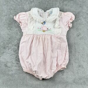 Thomas‎ Jemima Puddle Duck Bubble Romper Sz 12 Months Pink Vintage 80s Coquette